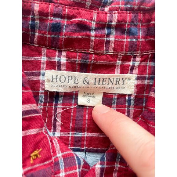 Boy's Hope & Henry Red Plaid Organic Cotton Flannel Shirt - Picture 2 of 4